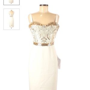 Dress the Population - White Embroidered Midi